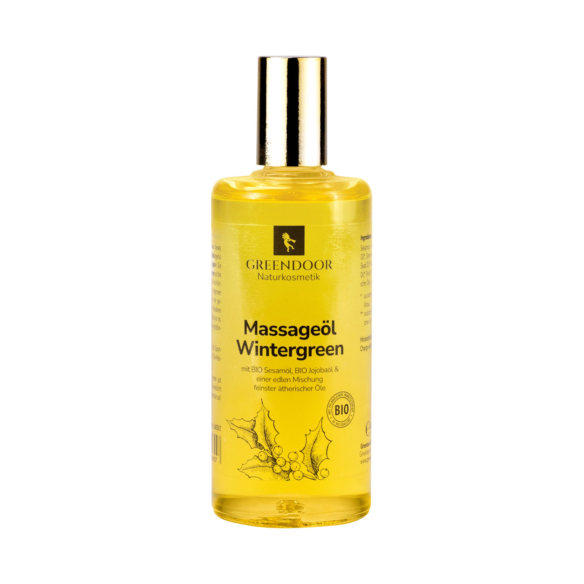 Massageöl Wintergreen 100ml, vegan, Naturkosmetik Massage Öl mit reinen ätherischen Ölen 