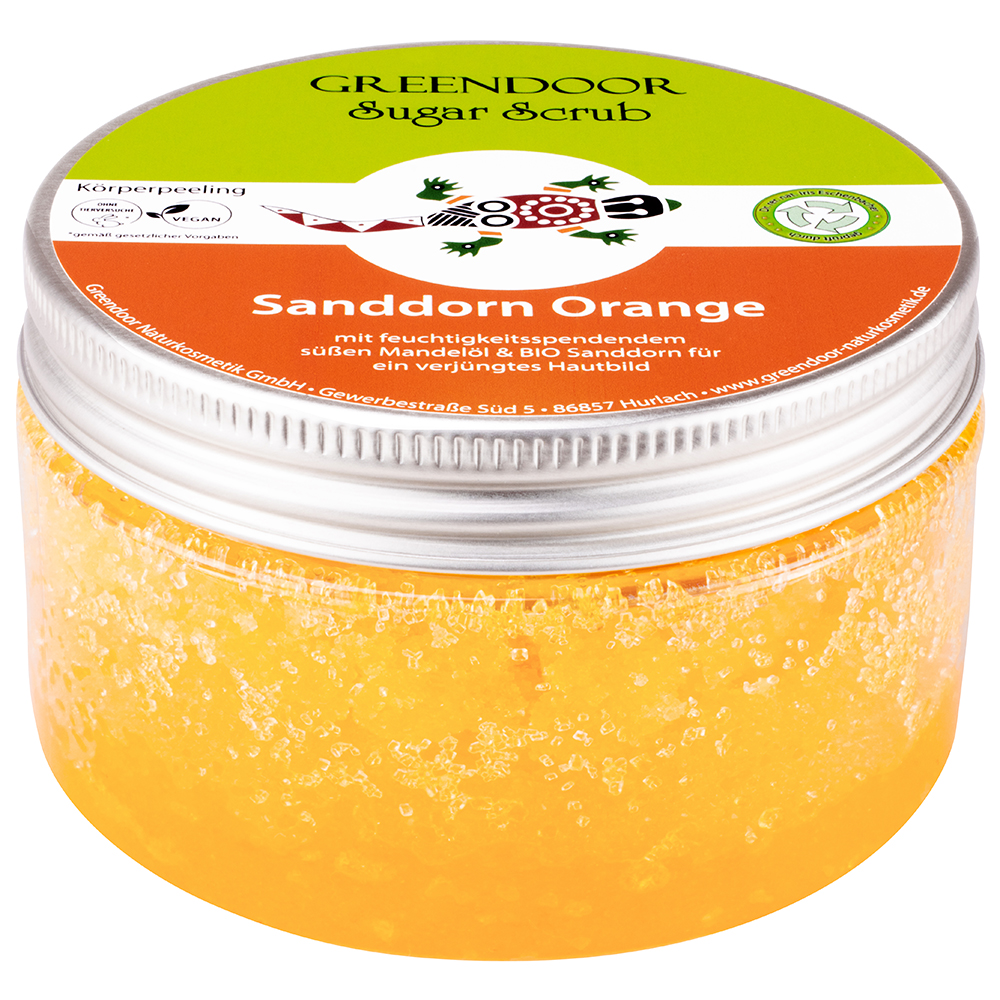 Sugar Scrub Sanddorn Orange, veganes Körperpeeling ohne Mikroplastik, 230g