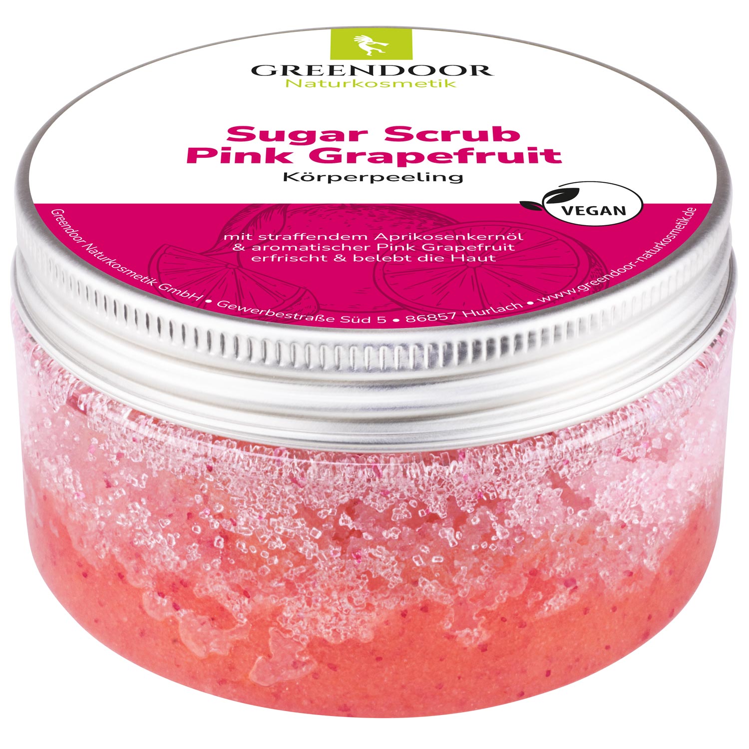 Sugar Scrub Pink Grapefruit veganes Körperpeeling ohne Mikroplastik, 230g