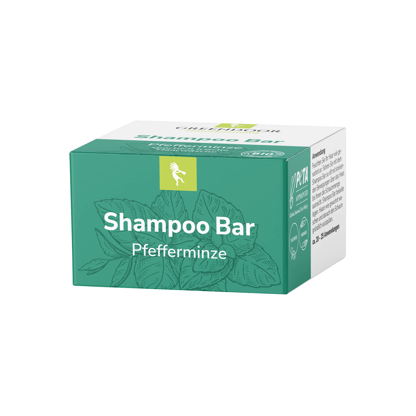 Shampoo Bar Pfefferminze solid Shampoo ohne Sulfate mit Bio Brokkolisamenöl 75g