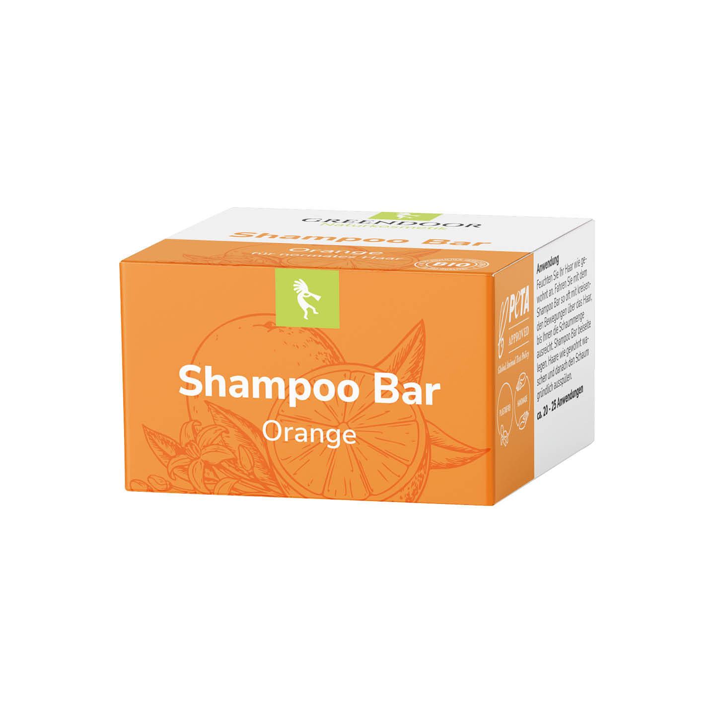 Shampoo Bar Orange veganes solid Shampoo ohne Sulfate, mit Kieselerde, 75g