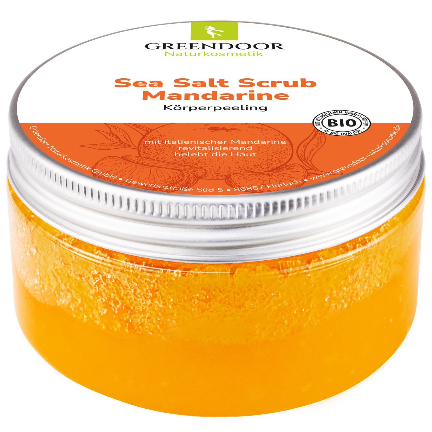 Sea Salt Scrub Mandarine, veganes Körperpeeling ohne Mikroplastik, 280g