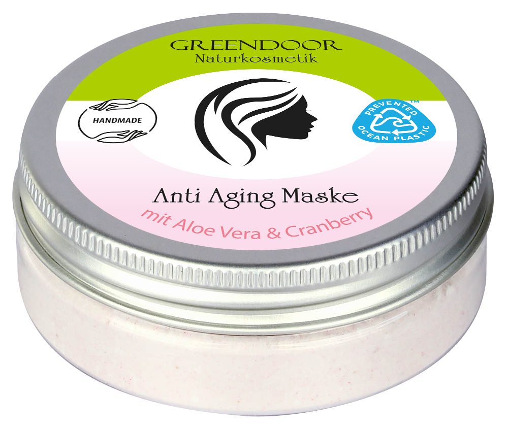 Anti Aging Maske Cranberry, 35g Pulver, Cranberry und Aloe Vera, Gesichtsmaske für 5-7 Anwendungen