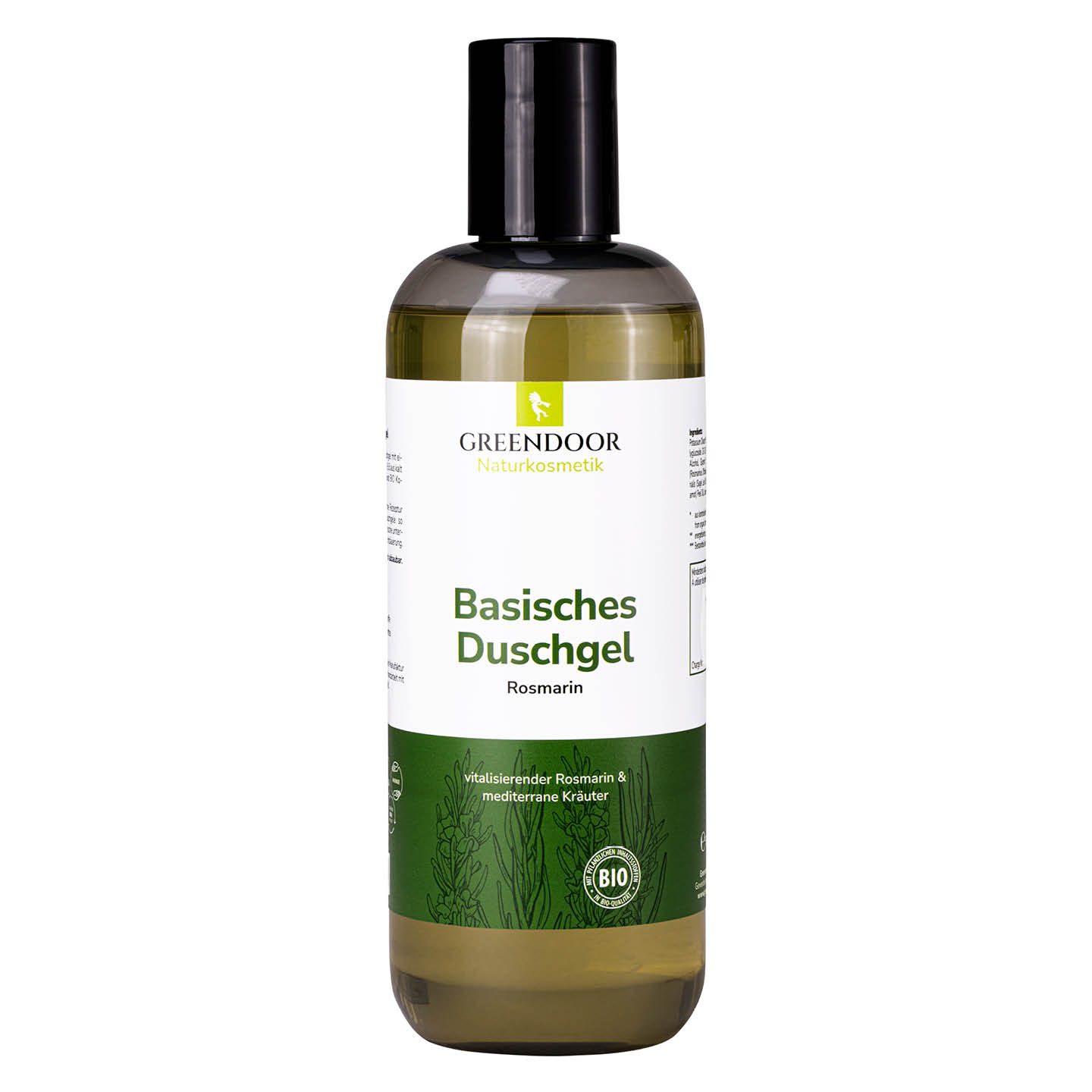 Basisches Natur Duschgel Rosmarin, 500ml vegan, Naturkosmetik bio abbaubar, outdoor geeignet