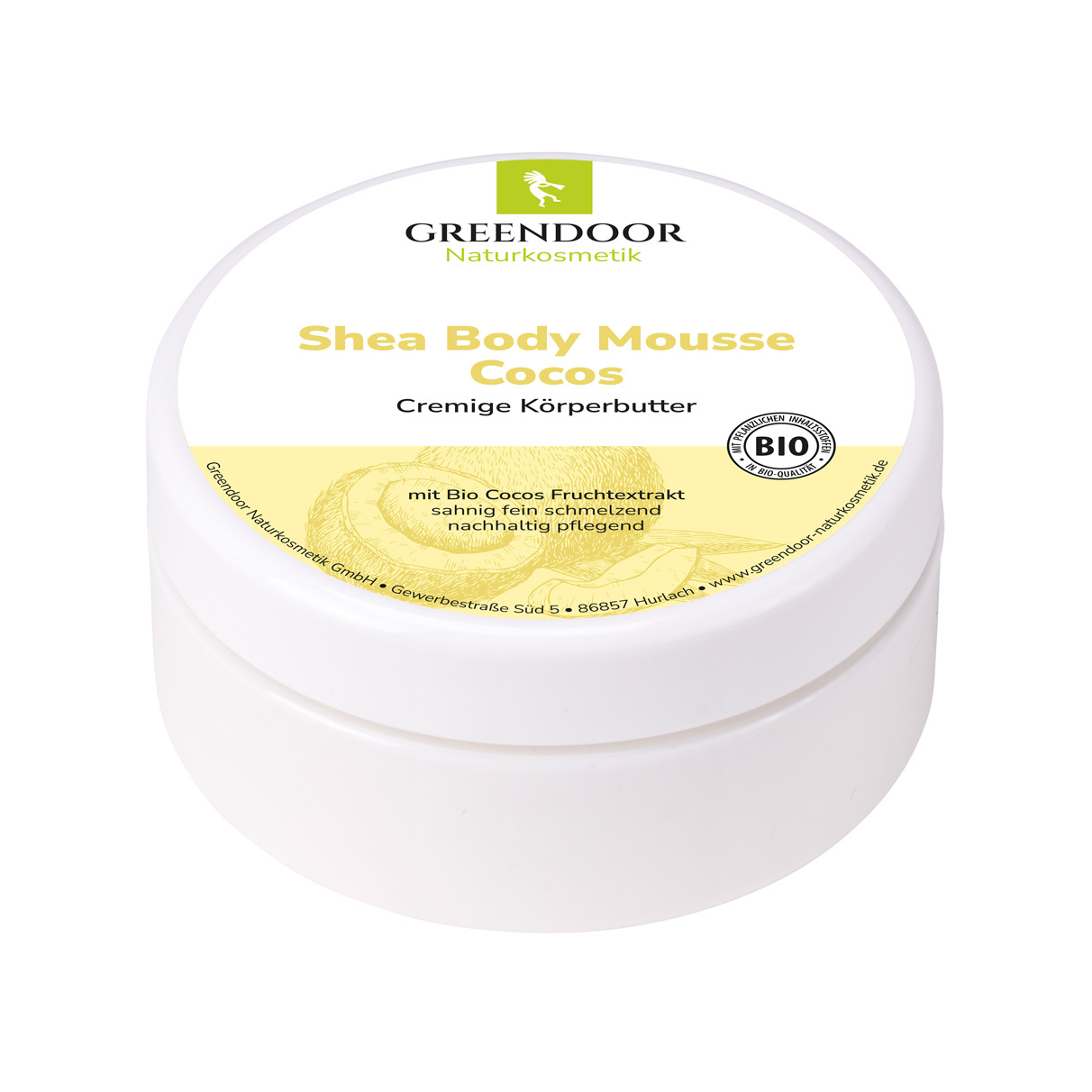 Shea Body Mousse Cocos 200ml, natürliche vegane Hautpflege Creme, wasserfreie Bodybutter