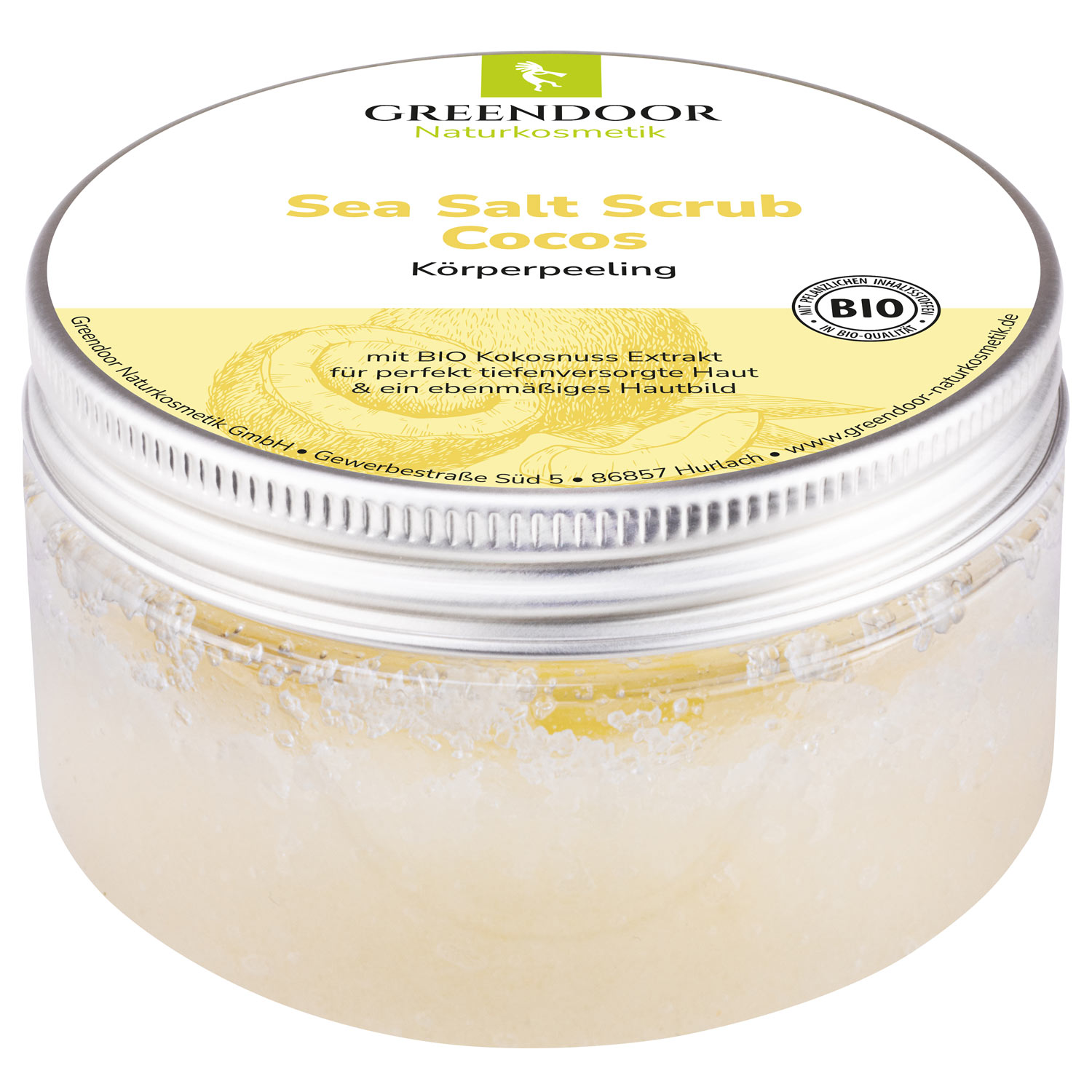 Sea Salt Scrub Cocos, veganes Körperpeeling ohne Mikroplastik, 280g